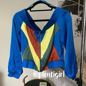 Silk off the shoulder crop jacket